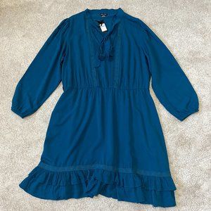 City Chic Precious Tie Dress Size Large Plus Size 20 Teal Lace Trim 3/4 Sleeve